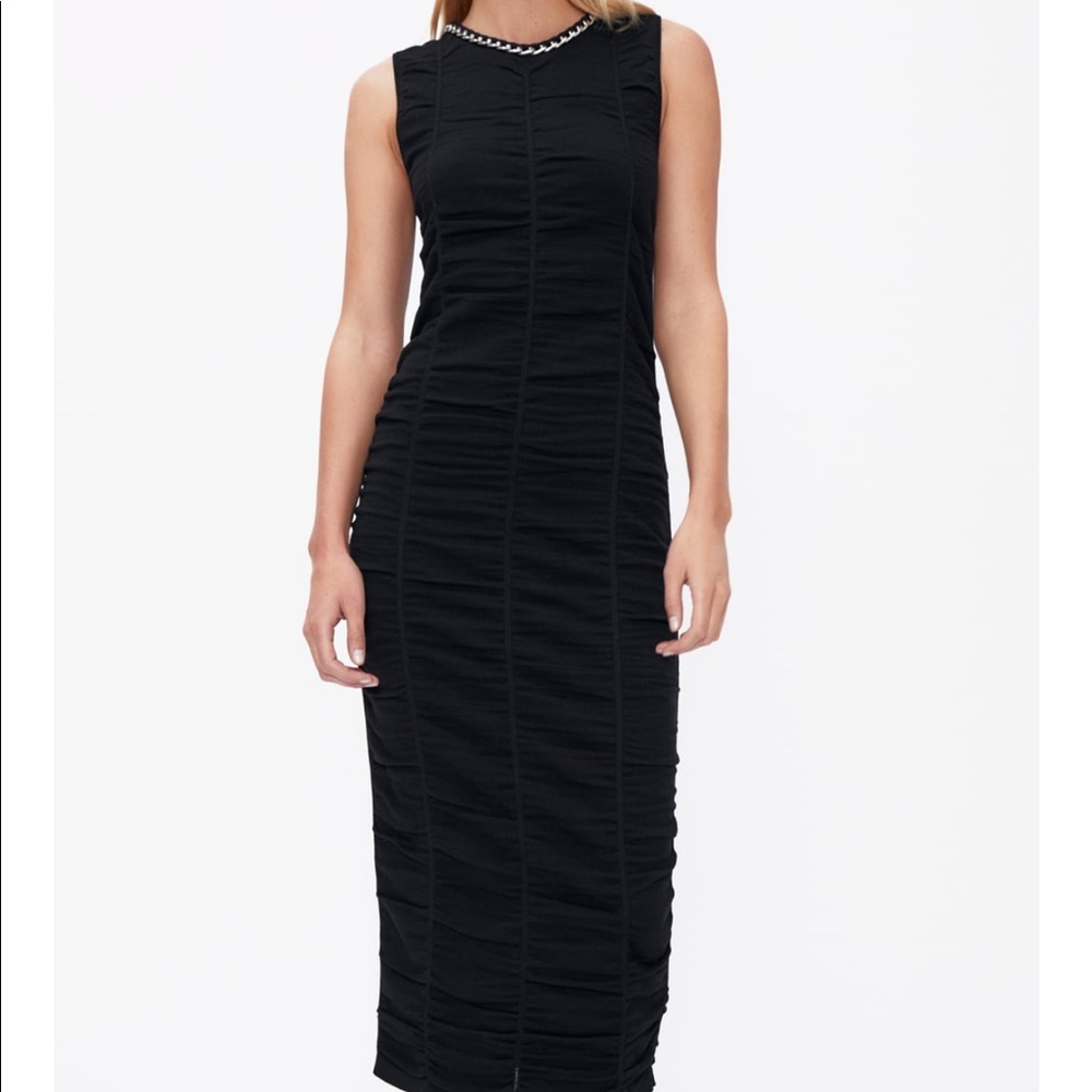 Zara chain trim draped dress
